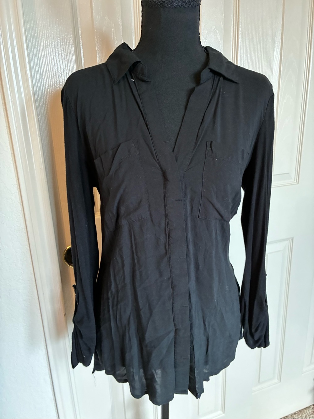 Vintage Black Women's Button-Front Collared Shirt